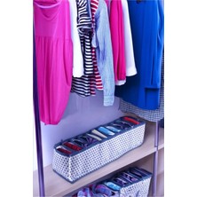 Eynel 1 Adet Çekmece Içi Akordiyon Bölmeli Organizer, Puantiyeli Mavi Beyaz  11 Gözlü Kumaş Katlanabilir