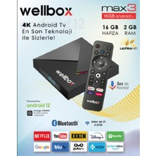 4K Android Tv Box, Wi-Fi ve Ethernet ile Bağlantı, 16GB Hafıza, 2gb Ram