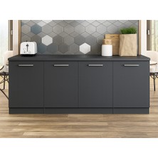 T Designo Emi Mutfak Alt Modül 200 cm Antrasit - Tezgah Dahil