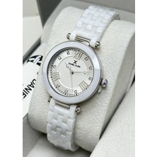 Daniel Klein Orijinal 2 Yıl Garantili Su Geçirmez Beyaz Seramik Kordon Gümüş Kasa Kadın Kol Saati ILK14282K2