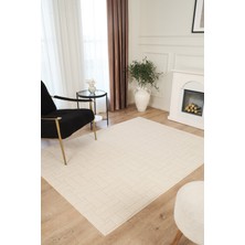 Konfor Halı Krem Yumuşak Dokulu Uzun Ömürlü Lateks Kaymaz Taban Salon Oturma Odası Mutfak Koridor halı Rivon RN02