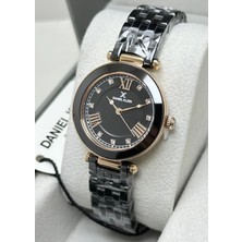 Daniel Klein Orijinal 2 Yıl Garantili Su Geçirmez Siyah Seramik Kordon Kadın Kol Saati ILK14282C6