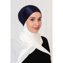 Abarta Kadın Tesettür Önü Saten Lacivert Bone Standart 1 Adet