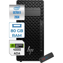 Hp Z2 G1I Intel Core Ultra 9 285K 5.5ghz 80GB 1tb SSD 20GB Rtx 4000 Ada Freedos 1200W Iş Istasyonu B34JFESF26 + Zettausb