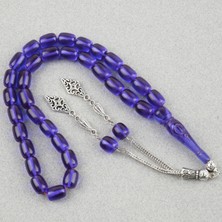 Lapisdo Ateş Kehribar Ayyıldız Işlemeli Imame Kapsül Kesim 9X11MM Tesbih -Parlament Mavi