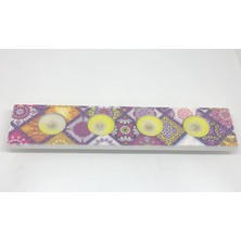 Lebron Dekoratif 4'lü Yuvarlak Mumluk Mor