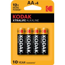 Kodak Xtralife Alkalin AA Kalem Pil 4'lü Blister 1,5 V 2700 mAh Uzun Ömürlü Yüksek Performans