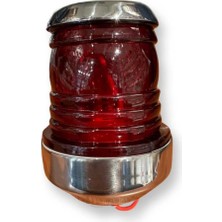 Tepe Lambası Küçük Kırmızı Mercekli Krom Taban ve Başlık Güneşte Solmaz Şık Tasarım  12V-24V