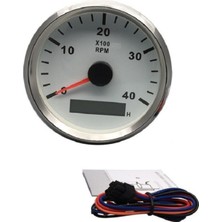 Tekne Devir Göstergesi, 4000RPM, 100MM, Motor Zaman Saatli, Beyaz
