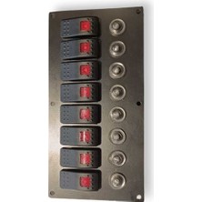 Enzh Online Marin 8'lı Swıtch Panel Otomatik Sigortalı ve Işıklı 120MM x 240MM