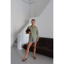 Mesga Butik Tek Cepli Müslin Gömlek Haki Pt
