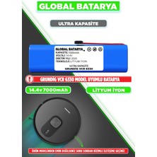 Global Batarya Grundig Vcr 6330 Uyumlu Akıllı Robot Süpürge Bataryası 14.4V 7000MAH Li-Ion Pil (Ultra Kapasite)