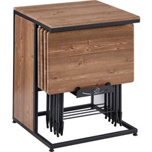 Pikma Antik Çam Medusa Boyalı Servis Sehpası