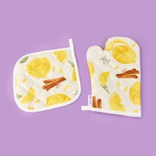 Evidea Soft Nemo Fırın Eldiveni ve Tutaç - Ekru / Sarı - 17X28 cm + 20X20 cm