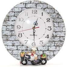 Novytech Duvara Asmalı Aşcı Tasarımlı Polyester Saat ALK1542 - Lisinya