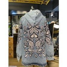 Dadali Kadın Taş Işlemeli Özel Tasarım Nakışlı Kot Ceket