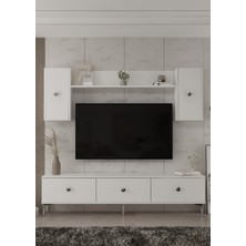 Demonte Decor 1332TV180-1 Tv Ünitesi Tv Sehpası Beyaz-Gümüş