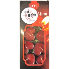 Netodak Kokusuz Kırmızı Renkli Kalpli Mum Eğlence Kutlama Parti Mumu (10 Adet)