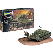 Revell T-34/76 Modell 1940 + Revell - Su Bazlı Maket Boyası Çamur Kahvesi Parlak 18 ml (36180) + 6 Revell Set