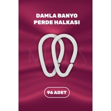 Moud's Banyo Perdesi, Duş Perdesi Halkası, Kancası 96 Adet Duşakabin Perde Askısı Damla