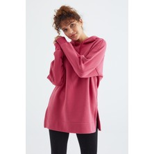 Tommy Life Yaban Gülü Reglan Kol Basic Kapüşonlu Oversize Sweatshirt Sweatshirt Tunik - 97242