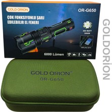 Goldorion OR-G650 Geceyi Gündüze Çeviren 2 Km Menzilli Profesyonel Projektör Fener (Powerbank Özellikli)