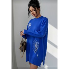 Newco Taş Işlemeli Şık Tasarım Uzun Kollu Triko Tunik Rahat Kalıp Günlük ve Özel Gün Kombinlerine Uygun