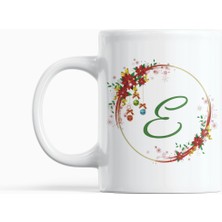 Nino Store Yılbaşı Harfli Çelenk Tasarım 4 Kupa Bardak – Isim Baş Harfli Yeni Yıl Hediyesi 300 ml