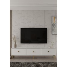 Demonte Decor 1333TV180-1 Tv Tv Sehpası Beyaz-Altın