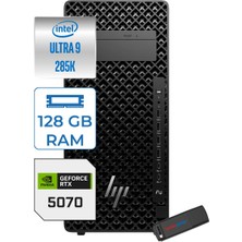 Hp Ws Z2 G1I Intel Core Ultra 9 285K 5.5ghz 128GB 2tb SSD 12GB/RTX5070 Windows 11 Pro 700W Iş Istasyonu B34JZESP43 + Zettausb