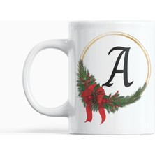 Nino Store Yılbaşı Harfli Çelenk Tasarım 2 Kupa Bardak – Isim Baş Harfli Yeni Yıl Hediyesi 300 ml