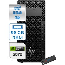 Hp Ws Z2 G1I Intel Core Ultra 9 285K 5.5ghz 96GB 1tb SSD 12GB/RTX5070 Windows 11 Pro 700W Iş Istasyonu B34JZESP30 + Zettausb