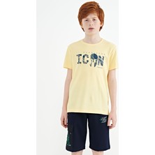 Tommy Life Sarı Ön Yazı Nakışlı O Yaka Standart Kalıp Erkek  Çocuk T-Shirt - 11118