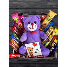 Özbience Çikolata Dolu Mor Ayıcıklı Sevgili Hediye Kutusu