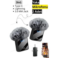 2 Adet F11 Profesyonel Kablosuz Yaka Mikrofonu 3in1 Mikrofon Type-C/lightning/jack