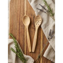 El Yapımı Doğal Şimşir Yemek ve Servis Kaşığı (2 Parça) - Tencere Çizmez, Isıya Dayanıklı, Sağlıklı