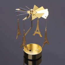 Keyfim Shop Dekoratif Metal Isı ile Dönen Eyfel Kulesi Tasarımlı Mumluk