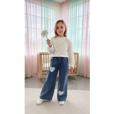 Miviko Kız Çocuğu Takımı Alt Üst Set Mevsimlik Üst Alt Yumuşak Kot Pantalon Pamuk /100 Full Esnek