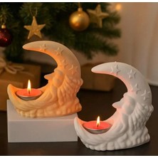 Nox Atelier Yıldız Detaylı Ay Formunda Tealight Mumluk – Dekoratif Işıklı Mumluk