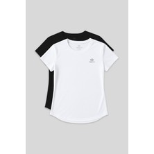 Standart Kalıp O Yaka 2li Paket Siyah-Beyaz Kadın T-Shirt - 97144