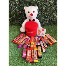 Özbience Sevgiliye Hediye Beyaz Ayıcık ve Kutusunda 20 Çikolata Seti