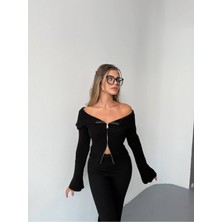 Newco Madonna Yaka Cıft Fermuarlı Trıko Hırka