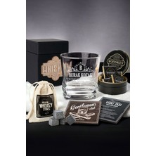 Özbience Ahşap Altlıklı Viski Bardak Seti, Taşı ve Çikolatalı Hediye Kutusu