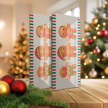 Decovetro Cam Kahve Sofra Sunum Tablası 2'li Set Gingerbread Yeniyıl Kurabiye Desenli 30 x 15 cm