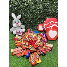 Özbience Sevgiliye Çikolata Dolu Açılan Kutu ve Tatlı Tavşan Hediye