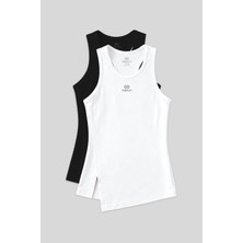 Tommy Life Standart Kalıp O Yaka 2li Paket Siyah-Beyaz Kadın Spor Atlet - 97256