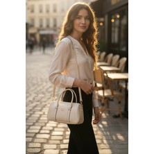 Class Bag Kadın Krem Çift Şeritli Minimal Günlük El & Omuz Çantası