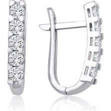 Zeya Kuyumculuk 14 Ayar Beyaz Altın Sıra Taşlı Küpe