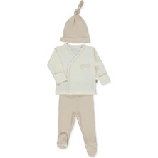Bebetto Organik Raporlu Kaşkorse Zıbın Set 3lü (Organıc Born Wıth Love) Bej