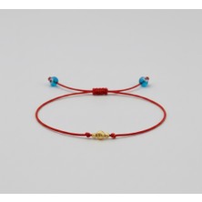 Altıncık 14 Ayar Altın Dorika Top Kırmızı Ipli Bileklik